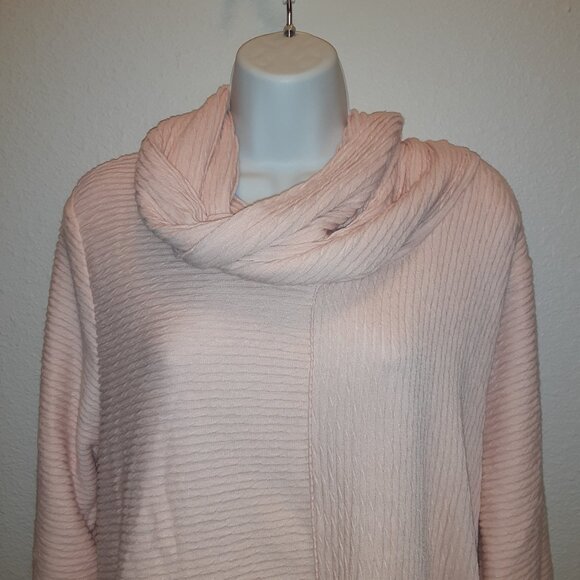 POCKET! XXL Pink Peach Light Cowl Sweater w/Pocket * Super Soft & Stretchy * NWT - Picture 2 of 8